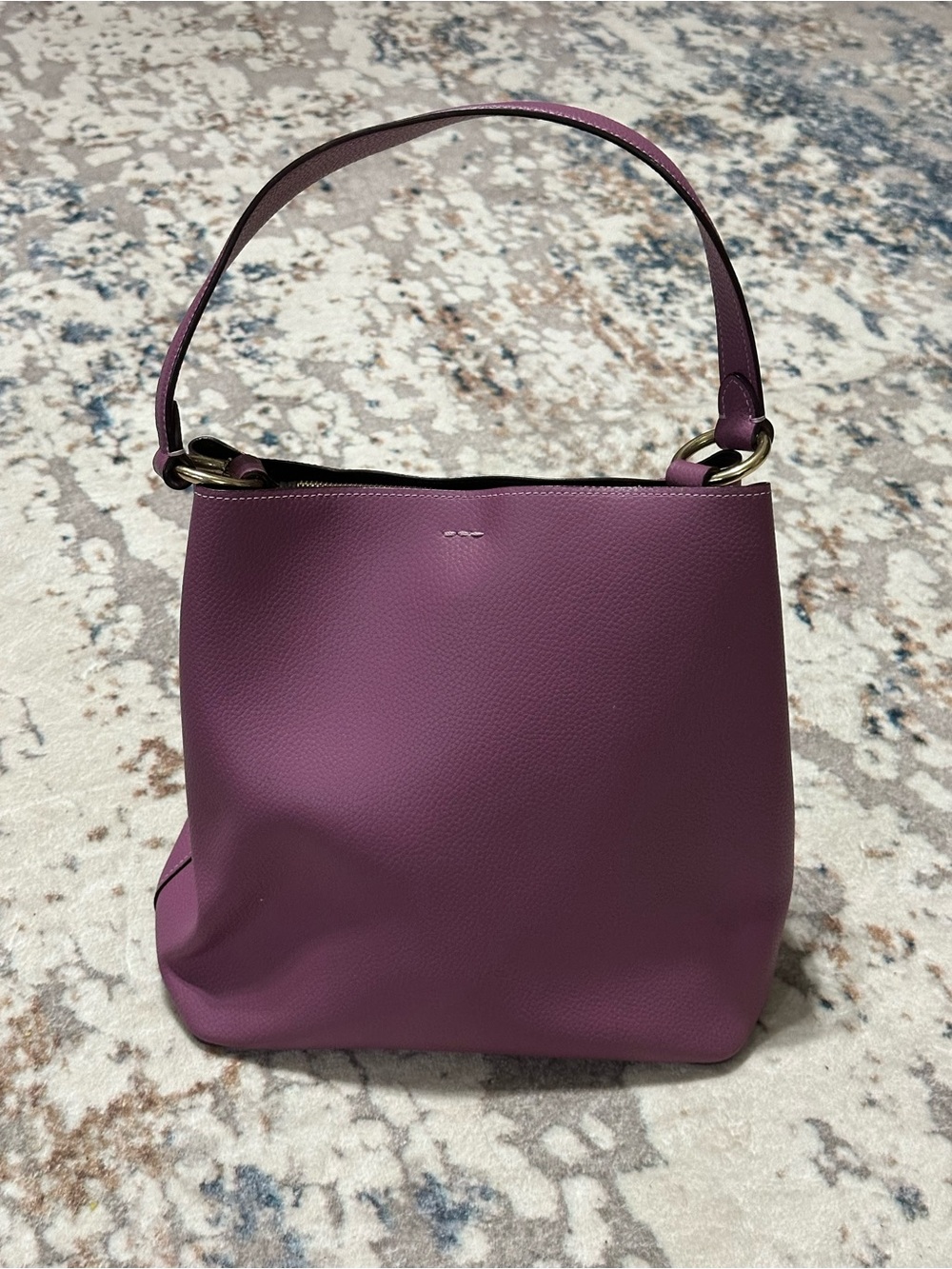Coach Purple Pebbled Leather Bucket Shoulder Bag with Gold Hardware - Picture 2 of 7